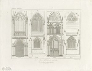 Interior da Catedral de Lichfield - Nave e Coro: gravura, nd [c 1819] (imprimir)