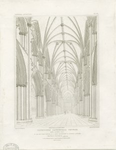 Interior da Catedral de Lichfield - Nave: gravura, nd [c 1819] (imprimir)