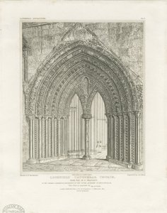 Catedral de Lichfield - Porta Transeta Norte: gravura, nd [c 1820] (imprimir)