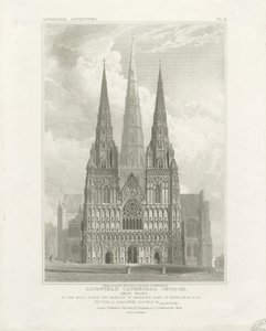 Catedral de Lichfield - Frente Oeste: gravura, sd [c 1820]