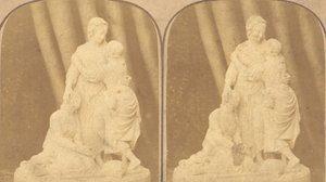 Par de imagens estereografadas antigas de estátuas britânicas, décadas de 1850 a 1910 de John Browning