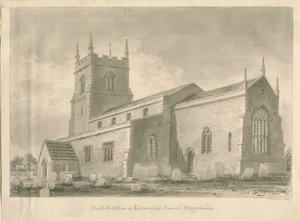 Igreja de Alstonfield: desenho em sépia, 1839 de John Buckler