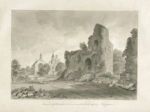 Castelo de Alton e "Nova Escola Conventual": desenho em sépia, 1847 de John Buckler