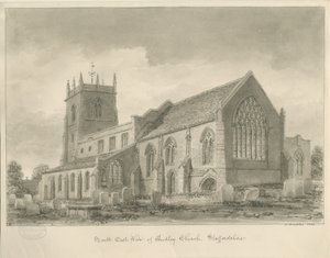 Igreja Audley: desenho em sépia, 1840 de John Buckler