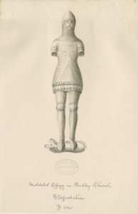 Monumentos Audley - "Audley Knight": desenho em sépia, 1840 de John Buckler