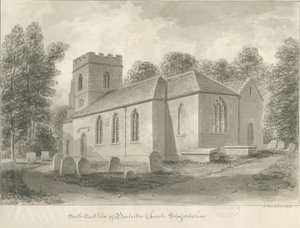 Igreja de Barlaston: desenho em sépia, 1844 de John Buckler