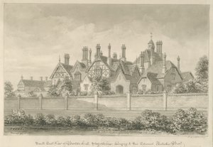 Barton sob Needwood - "Barton Hall": desenho em sépia, 1839 de John Buckler