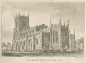 Barton under Needwood Church: desenho em sépia de John Buckler