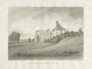 Biddulph Hall (antigo): desenho em sépia de John Buckler