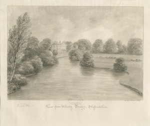 Bishton Hall: desenho sépia, 1841 de John Buckler