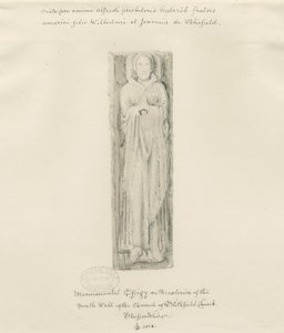 Igreja de Blithfield - efígie monumental: desenho colorido, 1823 de John Buckler