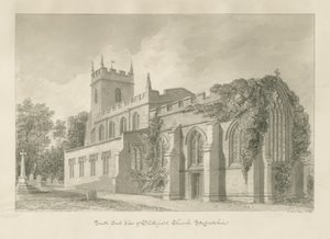 Igreja Blithfield: desenho sépia de John Buckler
