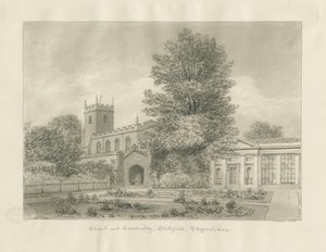 Igreja Blithfield: desenho sépia de John Buckler