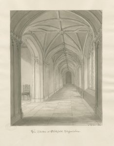 Blithfield Hall - Claustros: desenho em sépia de John Buckler