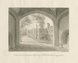 Blithfield Hall: desenho sépia de John Buckler