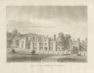Blithfield Hall: desenho sépia, 1823 de John Buckler