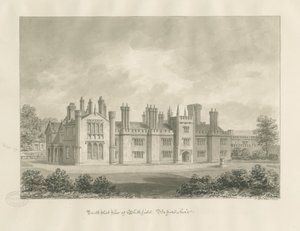 Blithfield Hall: desenho sépia, 1823 de John Buckler