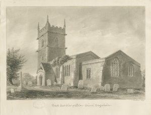 Igreja Blore: desenho sépia, 1839 de John Buckler