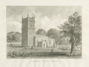 Igreja de Blore: desenho em sépia, 1847 de John Buckler