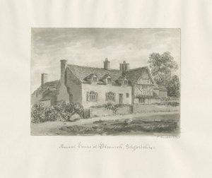Bloxwich - casa antiga: desenho sépia de John Buckler