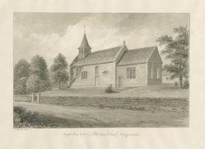 Igreja de Blurton: desenho em sépia, 1848 de John Buckler