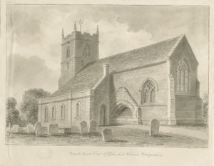 Igreja Blymhill: desenho sépia de John Buckler