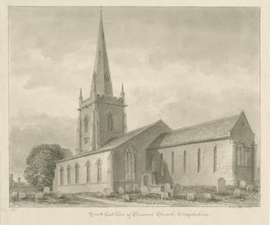 Igreja de Brewood: desenho sépia de John Buckler