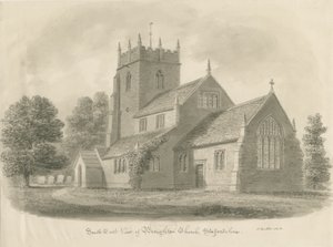 Igreja de Broughton: desenho em sépia, 1843 de John Buckler