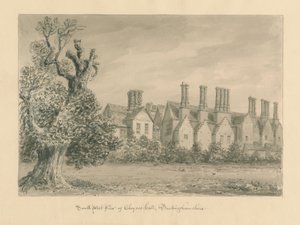 Buckinghamshire - Chenies Hall: desenho em sépia, 1824 de John Buckler