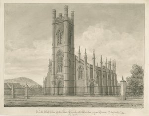 Burton-upon-Trent - Igreja da Santíssima Trindade: desenho em sépia, 1839 de John Buckler