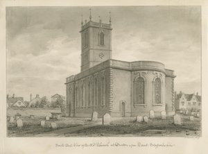 Burton-upon-Trent - Igreja Velha: desenho em sépia de John Buckler