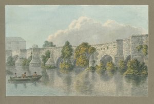 Ponte e cidade de Burton-upon-Trent: pintura em aquarela, nd [ 18º séc.] de John Buckler