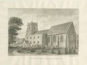 Igreja de Bushbury: desenho em sépia, 1845 de John Buckler