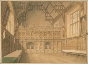 Cambridgeshire - Trinity College Hall - Vista interna de John Buckler