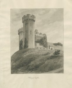 Igreja do Castelo - Castelo de Stafford: desenho sépia de John Buckler