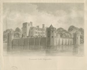 Castelo de Caverswall: desenho sépia de John Buckler