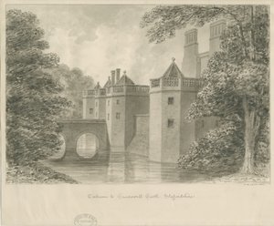 Castelo de Caverswall: desenho sépia, 1840 de John Buckler