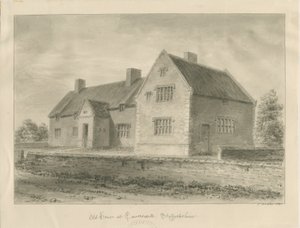 Caverswall Village - Casas Antigas: desenho em sépia de John Buckler