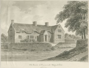 Caverswall Village - Casas Antigas: desenho em sépia, 1840 de John Buckler