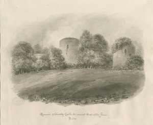 Castelo de Chartley: desenho sépia de John Buckler