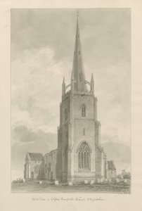 Igreja de Clifton Campville: desenho em sépia, 1838 de John Buckler