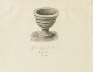Croxden - Fonte da capela dos hóspedes: desenho a sépia de John Buckler
