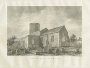 Igreja Dilhorne: desenho sépia de John Buckler