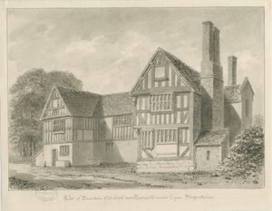 Dimsdale Old Hall: desenho em sépia, 1841 de John Buckler