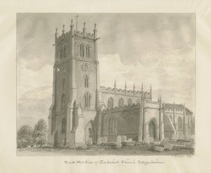 Eccleshall Church: desenho sépia de John Buckler