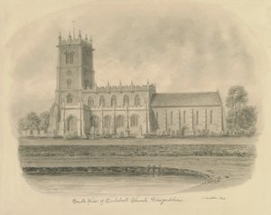 Eccleshall Church: desenho sépia de John Buckler
