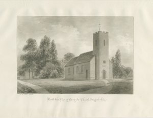 Igreja de Edingale: desenho sépia de John Buckler