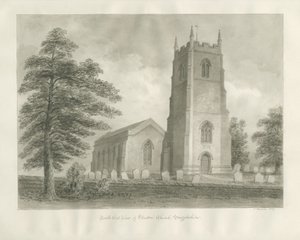 Igreja de Ellastone: desenho em sépia, 1847 de John Buckler