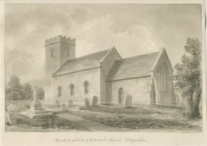Igreja de Ellenhall: desenho em sépia de John Buckler