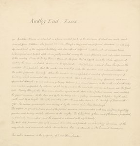 Essex - Audley End - Descrição Histórica: manuscrito de John Buckler